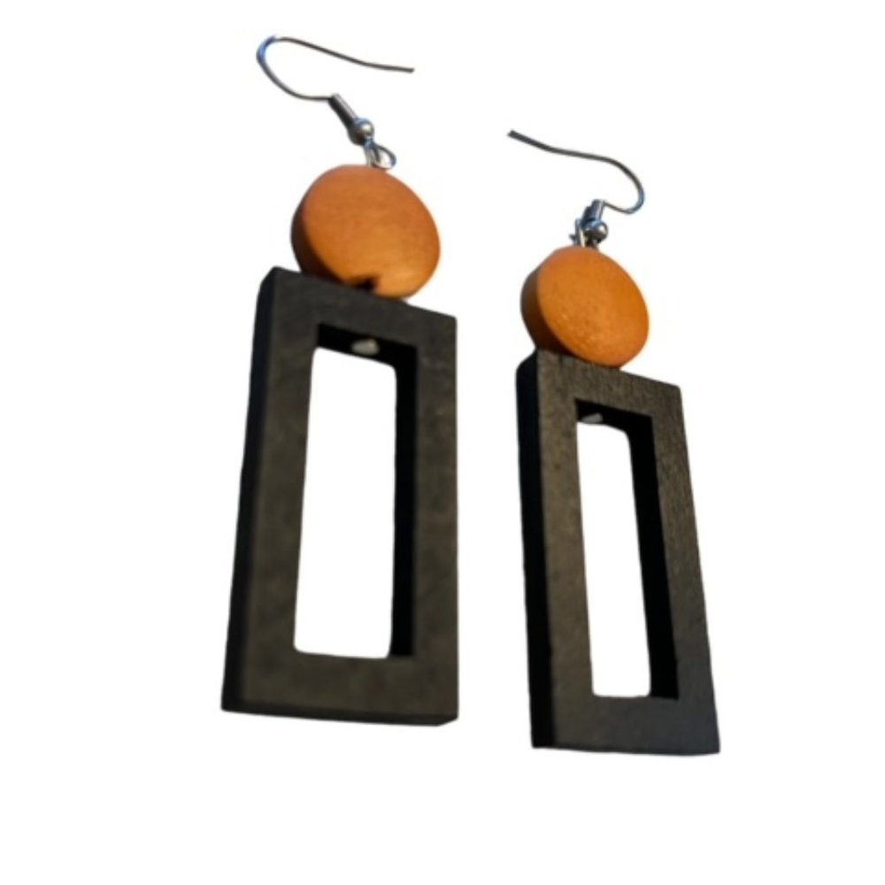 Wood Earring Rectangle dangle
